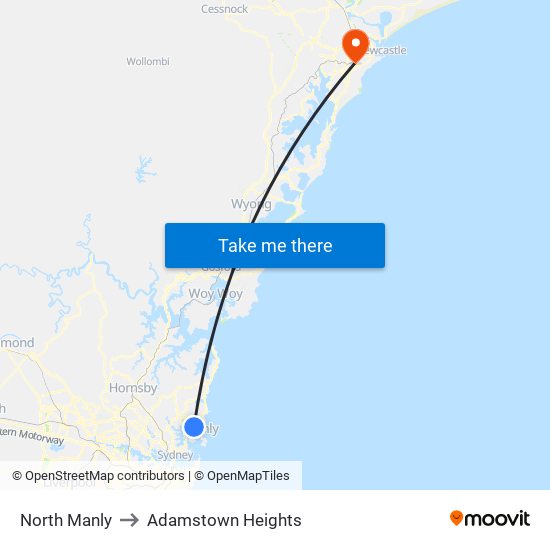 North Manly to Adamstown Heights map