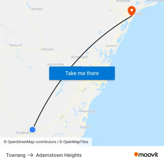 Towrang to Adamstown Heights map
