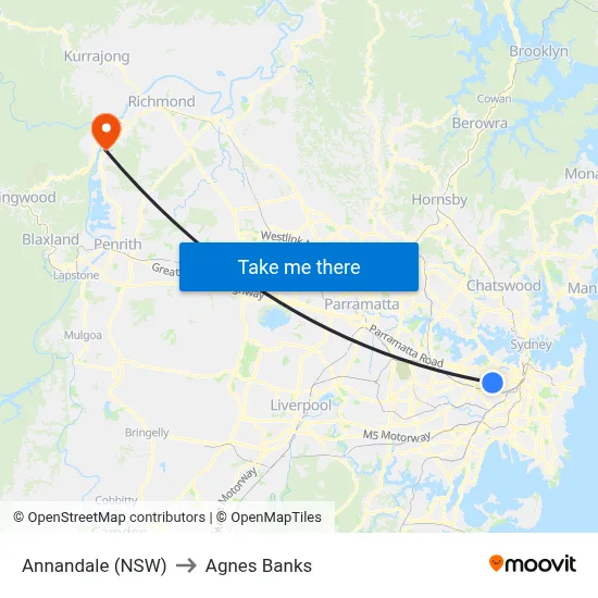 Annandale (NSW) to Agnes Banks map