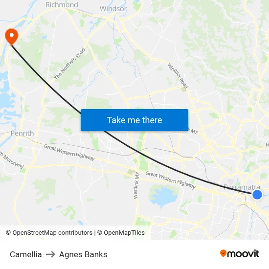 Camellia to Agnes Banks map