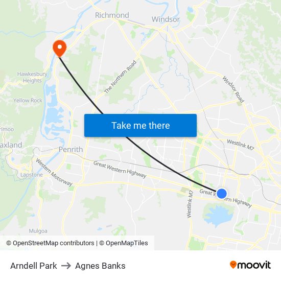 Arndell Park to Agnes Banks map