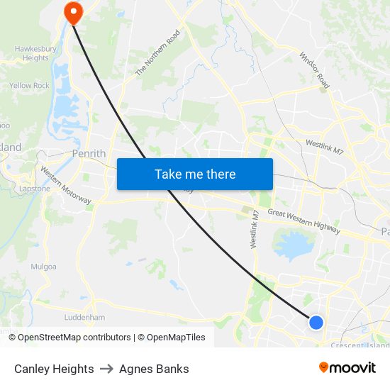 Canley Heights to Agnes Banks map