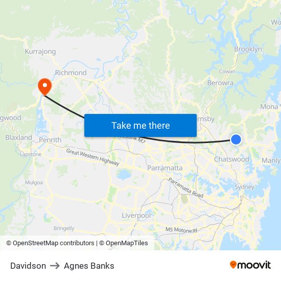 Davidson to Agnes Banks map