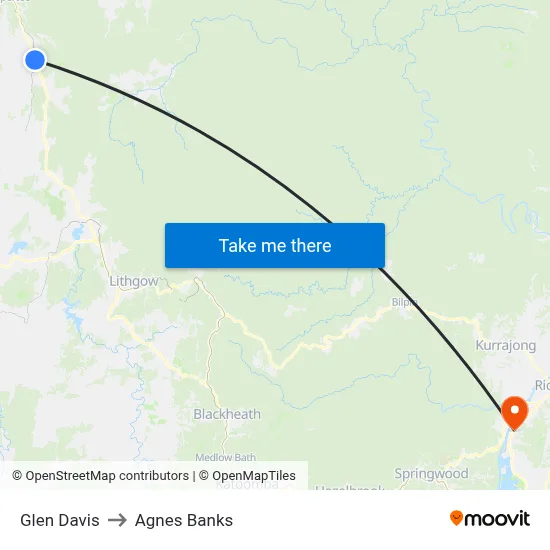 Glen Davis to Agnes Banks map