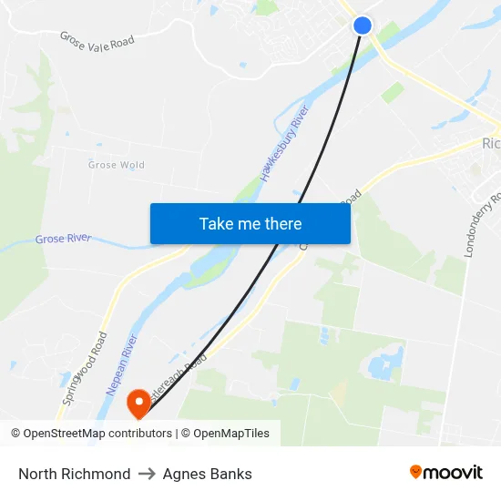 North Richmond to Agnes Banks map