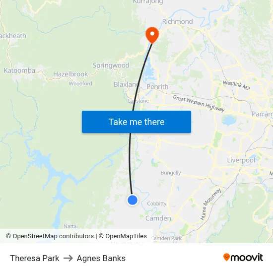 Theresa Park to Agnes Banks map
