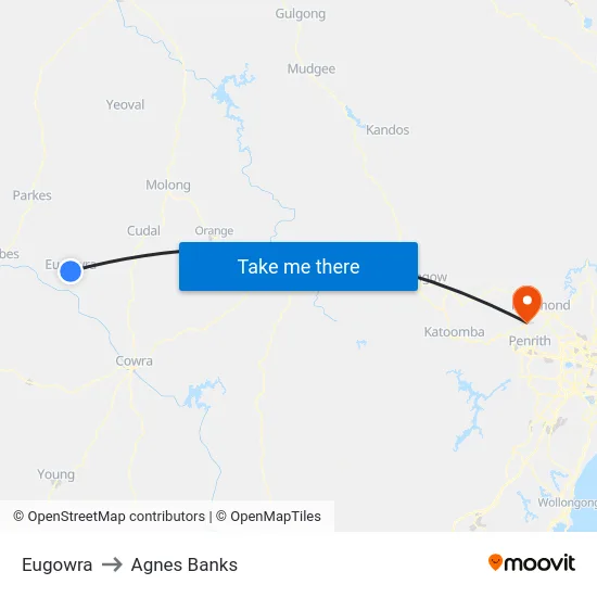 Eugowra to Agnes Banks map