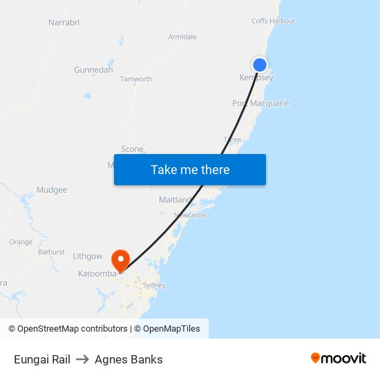 Eungai Rail to Agnes Banks map