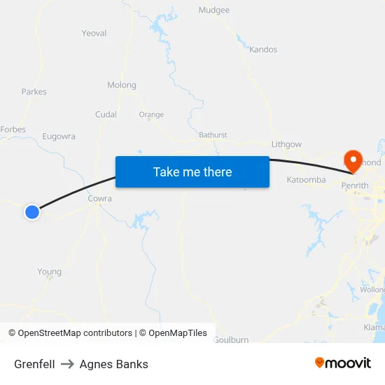 Grenfell to Agnes Banks map
