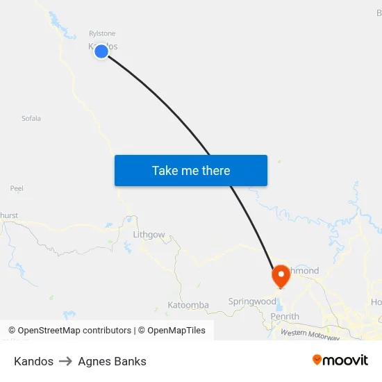 Kandos to Agnes Banks map