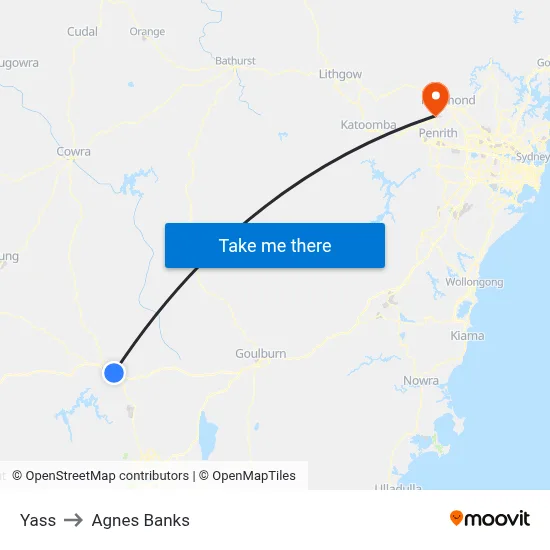 Yass to Agnes Banks map