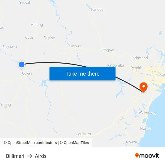 Billimari to Airds map