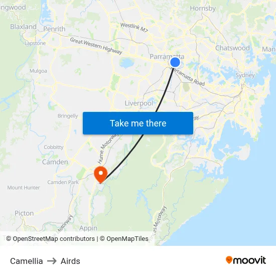 Camellia to Airds map