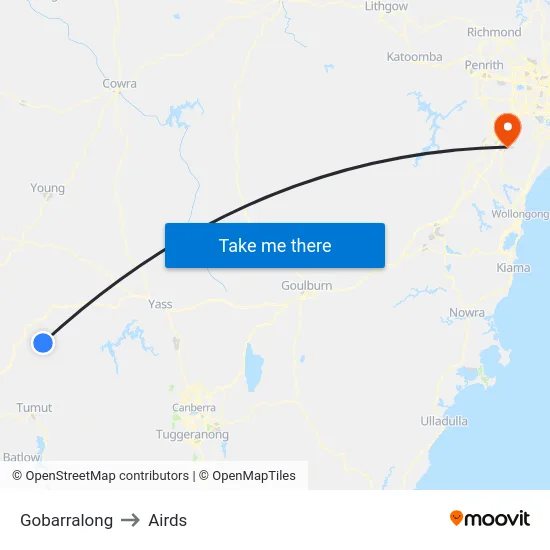 Gobarralong to Airds map