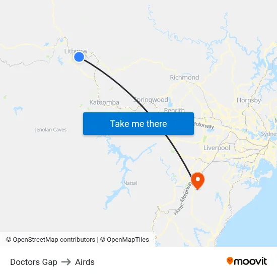 Doctors Gap to Airds map