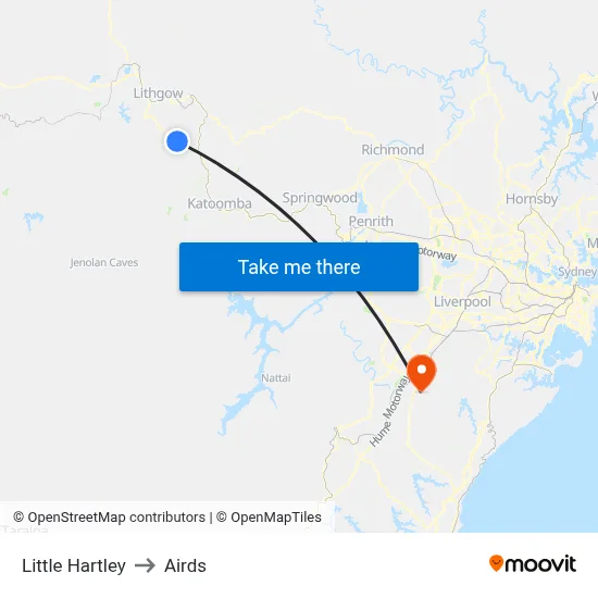 Little Hartley to Airds map