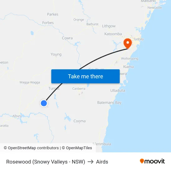 Rosewood (Snowy Valleys - NSW) to Airds map