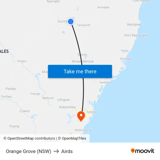 Orange Grove (NSW) to Airds map