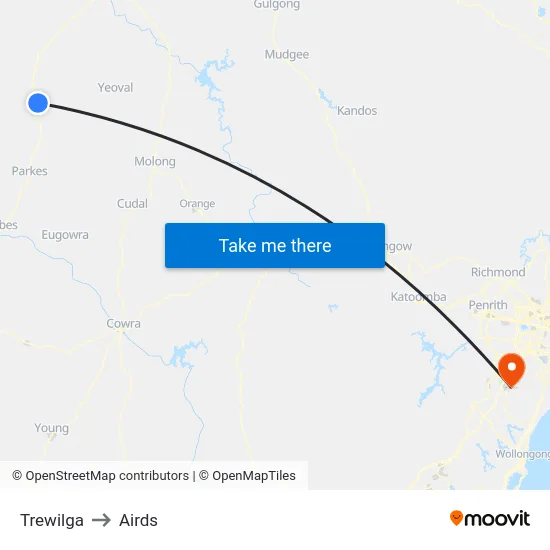 Trewilga to Airds map