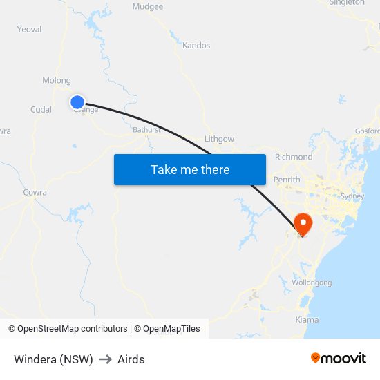 Windera (NSW) to Airds map