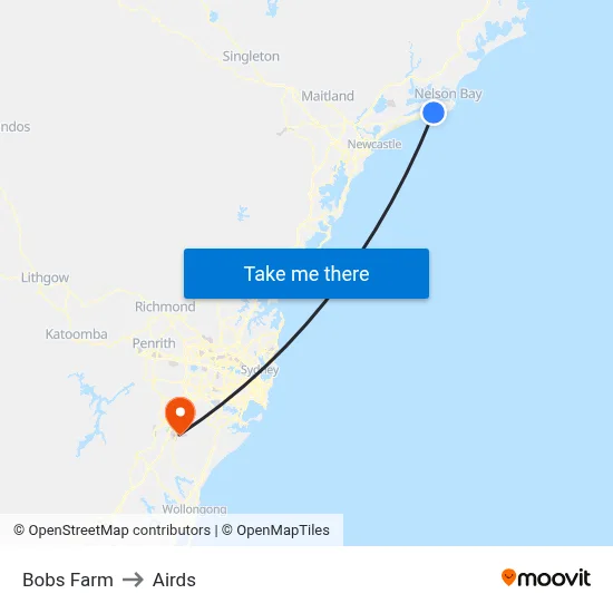 Bobs Farm to Airds map