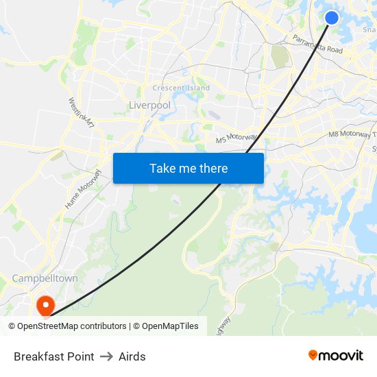 Breakfast Point to Airds map