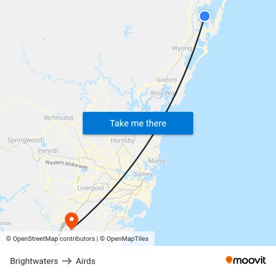 Brightwaters to Airds map