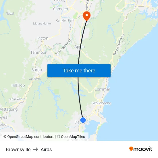 Brownsville to Airds map