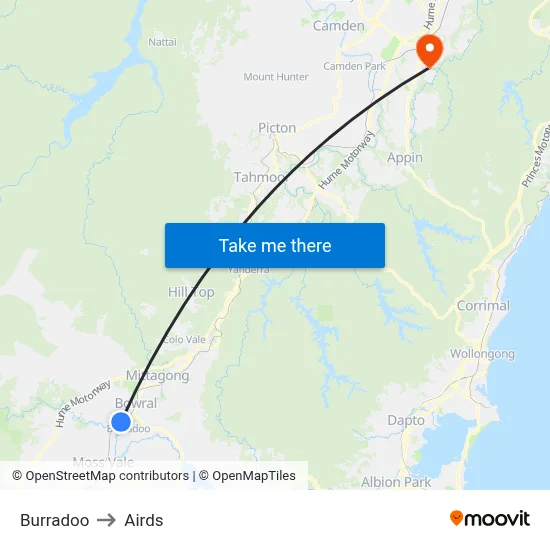 Burradoo to Airds map