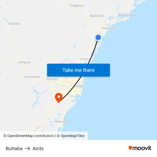 Buttaba to Airds map