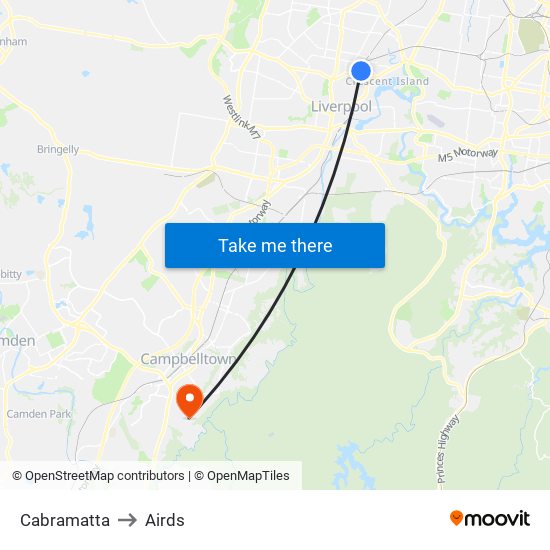 Cabramatta to Airds map