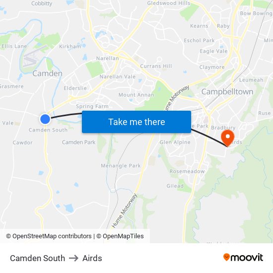 Camden South to Airds map