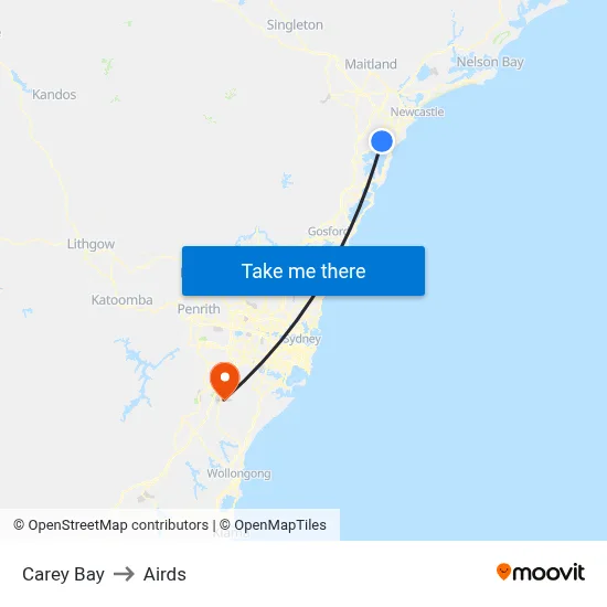 Carey Bay to Airds map