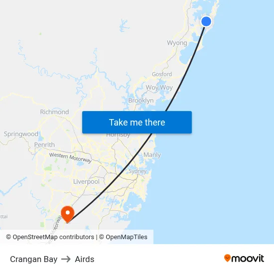 Crangan Bay to Airds map