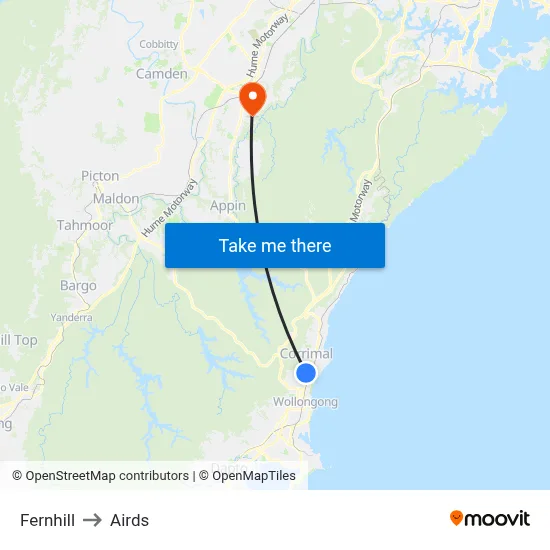 Fernhill to Airds map