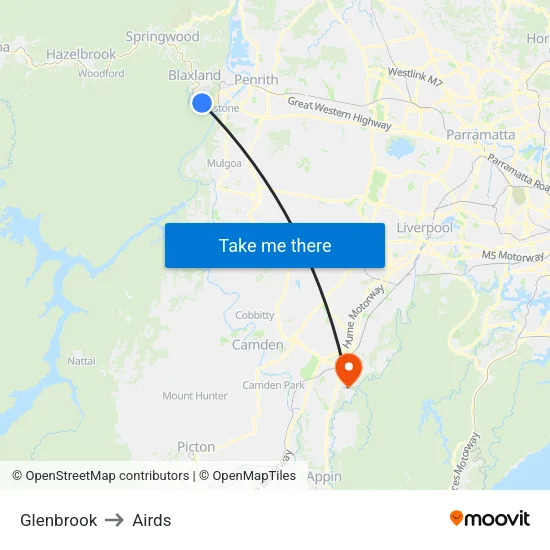 Glenbrook to Airds map