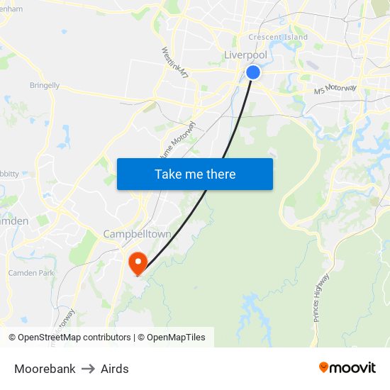 Moorebank to Airds map