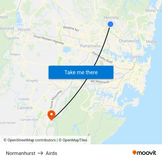 Normanhurst to Airds map
