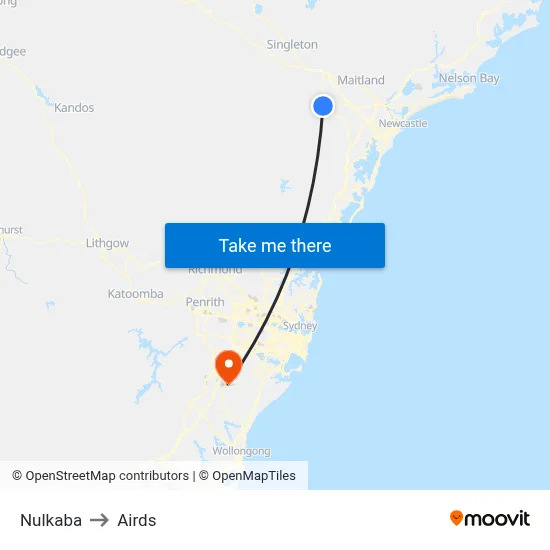 Nulkaba to Airds map