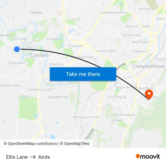 Ellis Lane to Airds map