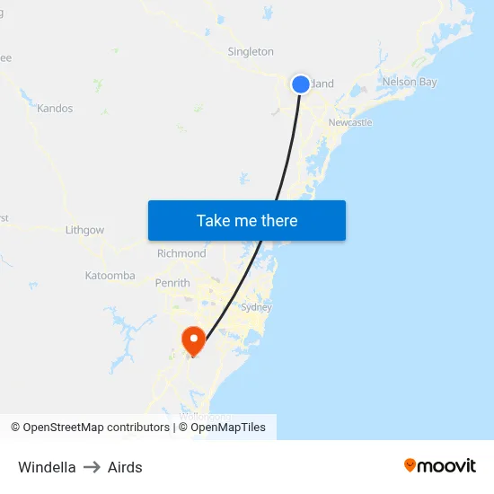 Windella to Airds map