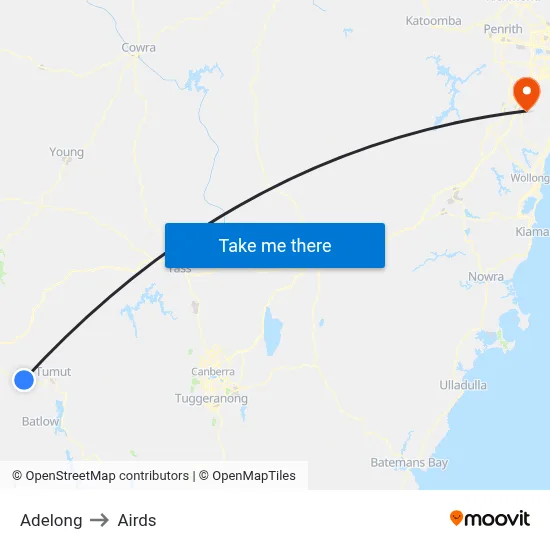 Adelong to Airds map