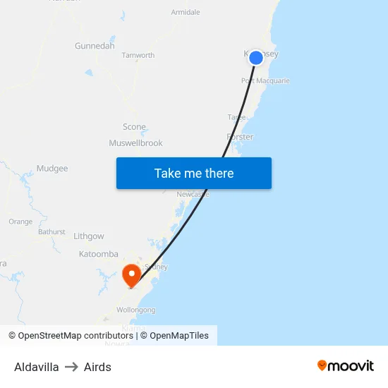 Aldavilla to Airds map
