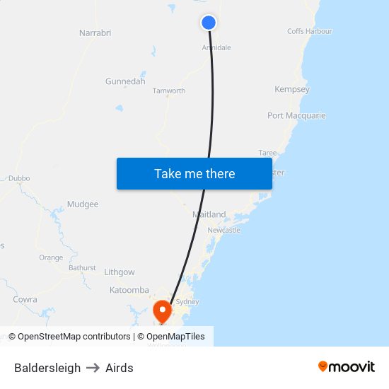 Baldersleigh to Airds map