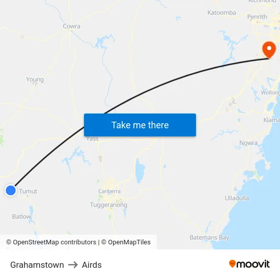 Grahamstown to Airds map