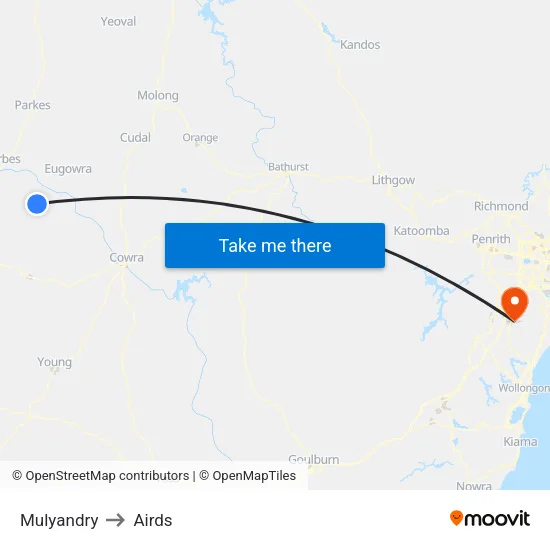 Mulyandry to Airds map