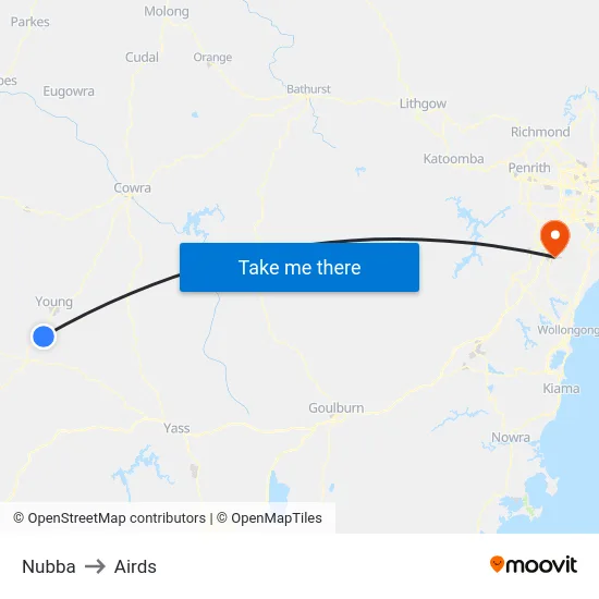 Nubba to Airds map