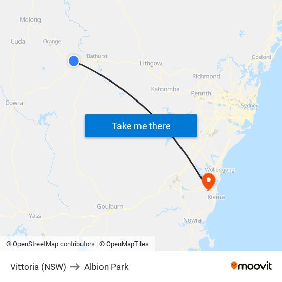 Vittoria (NSW) to Albion Park map