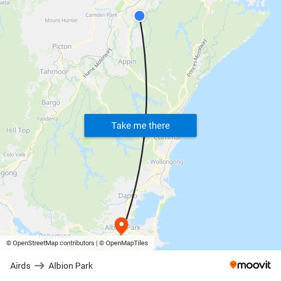Airds to Albion Park map