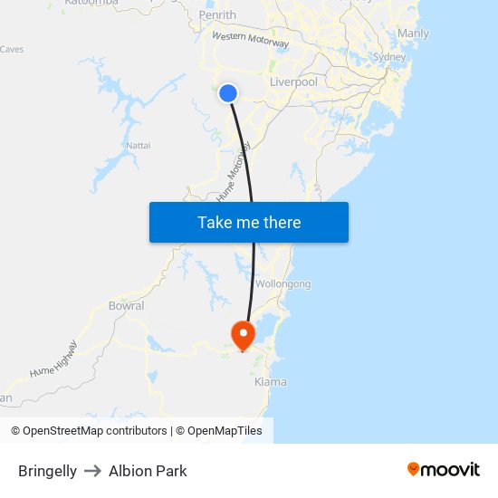 Bringelly to Albion Park map